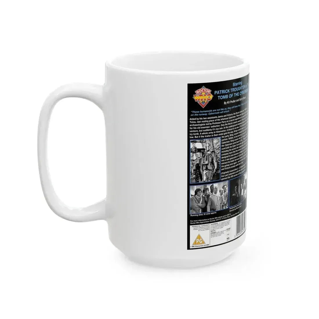DOCTOR WHO THE TOMB OF THE CYBERMEN (VHS COVER) - White Coffee Mug - Go Mug Yourself