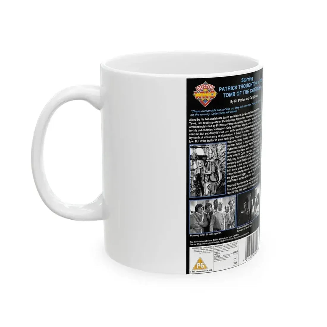 DOCTOR WHO THE TOMB OF THE CYBERMEN (VHS COVER) - White Coffee Mug - Go Mug Yourself