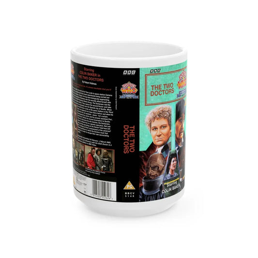 DOCTOR WHO THE TWO DOCTORS (VHS COVER) - White Coffee Mug-15oz-Go Mug Yourself