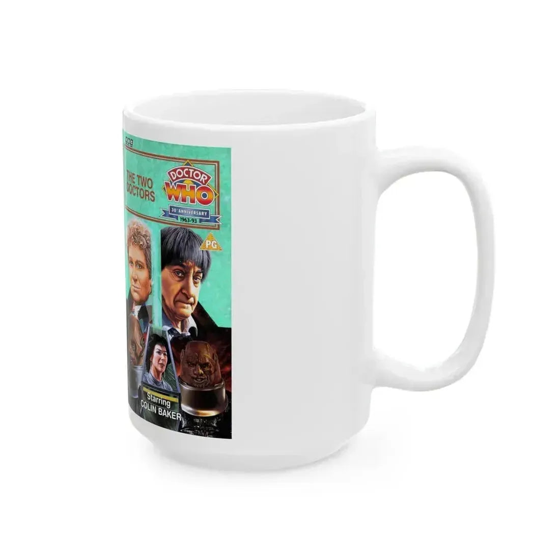 DOCTOR WHO THE TWO DOCTORS (VHS COVER) - White Coffee Mug - Go Mug Yourself