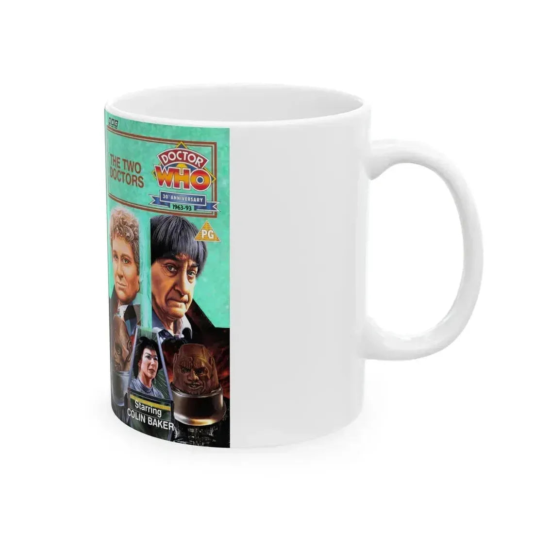 DOCTOR WHO THE TWO DOCTORS (VHS COVER) - White Coffee Mug - Go Mug Yourself