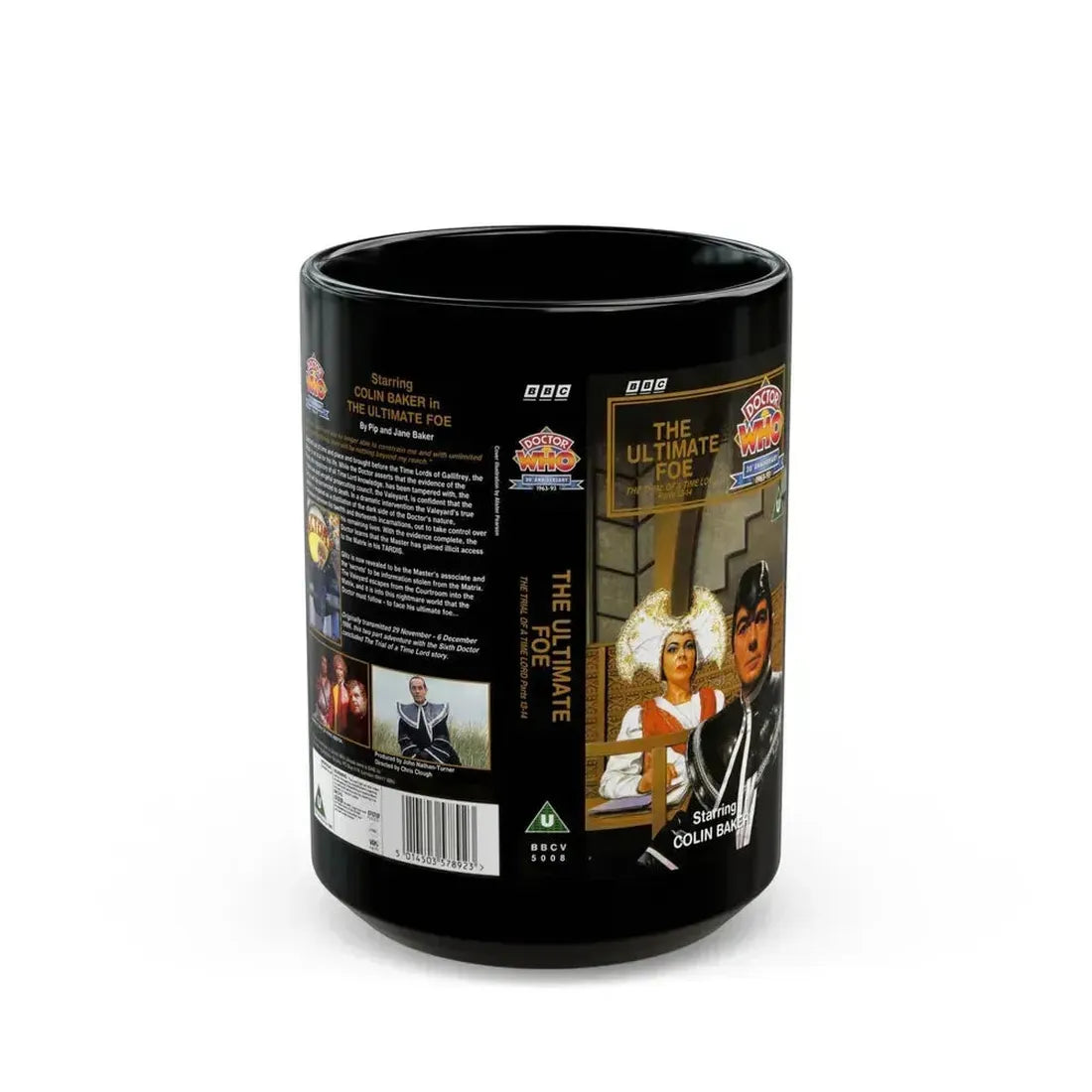 DOCTOR WHO THE ULTIMATE FOE (VHS COVER) - Black Coffee Mug 15oz - Go Mug Yourself