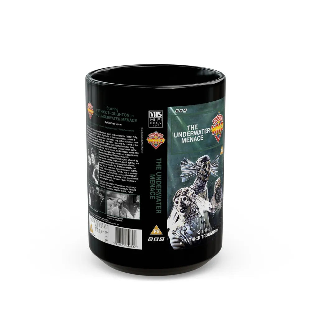 DOCTOR WHO THE UNDERWATER MENACE (VHS COVER) - Black Coffee Mug-15oz-Go Mug Yourself