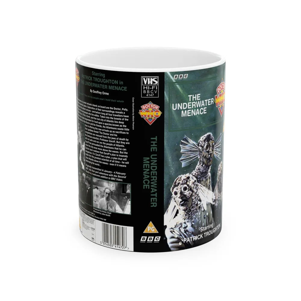 DOCTOR WHO THE UNDERWATER MENACE (VHS COVER) - White Coffee Mug-11oz-Go Mug Yourself