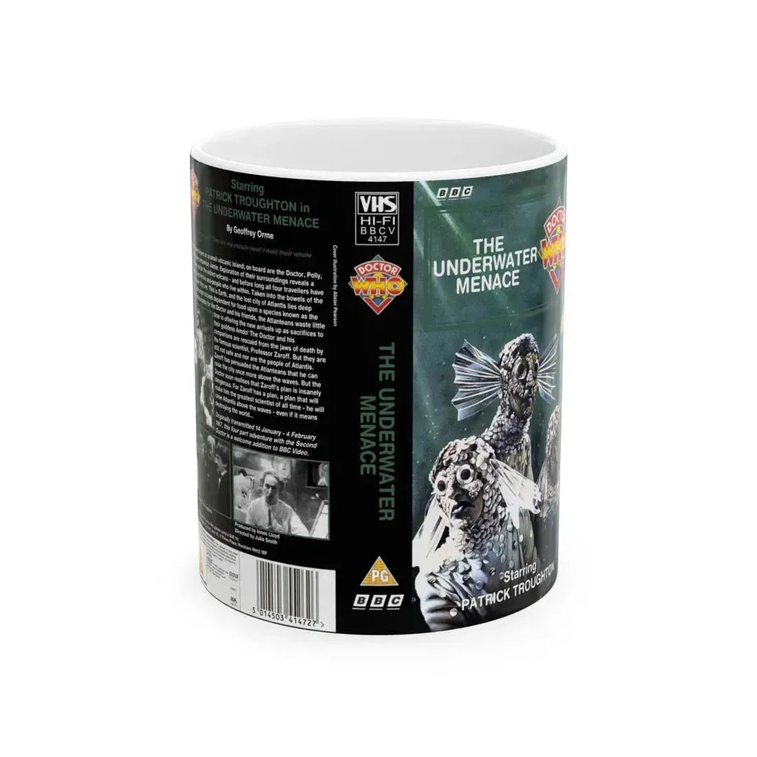 DOCTOR WHO THE UNDERWATER MENACE (VHS COVER) - White Coffee Mug 11oz - Go Mug Yourself