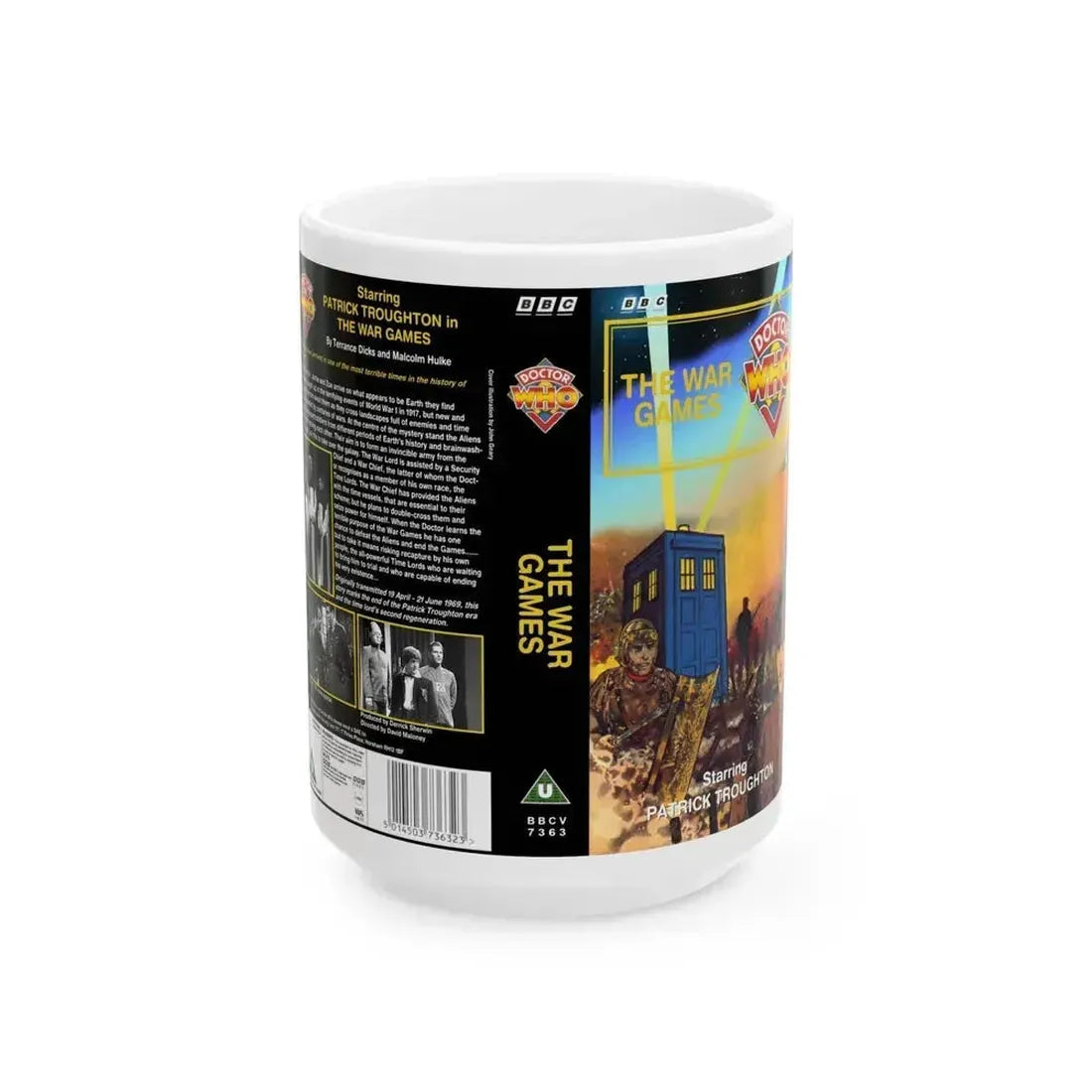 DOCTOR WHO THE WAR GAMES (VHS COVER) - White Coffee Mug 15oz - Go Mug Yourself
