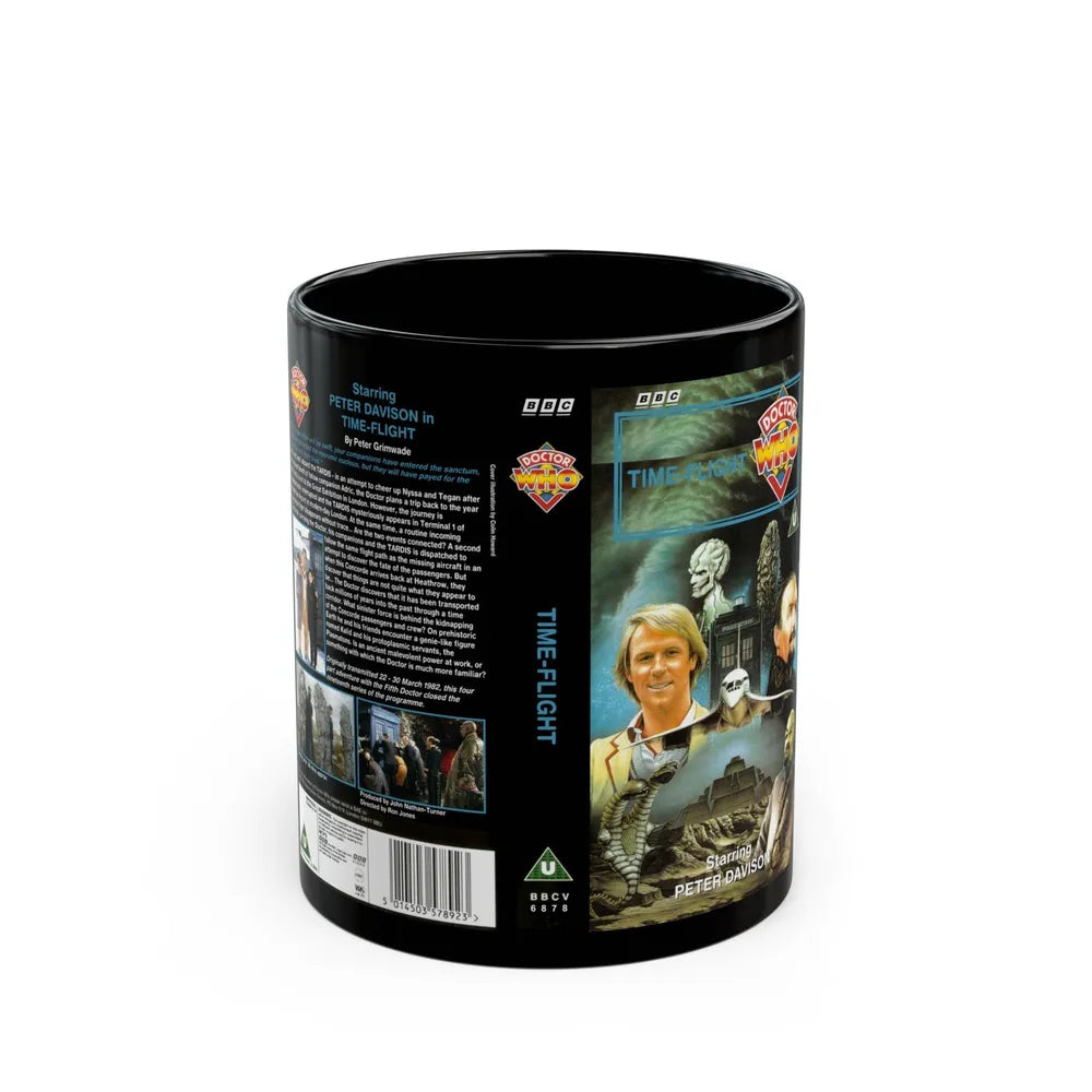 DOCTOR WHO TIME FLIGHT (VHS COVER) - Black Coffee Mug-11oz-Go Mug Yourself