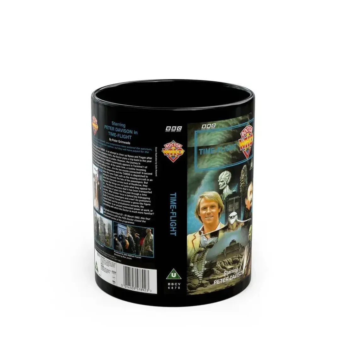 DOCTOR WHO TIME FLIGHT (VHS COVER) - Black Coffee Mug 11oz - Go Mug Yourself