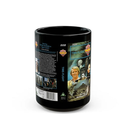 DOCTOR WHO TIME FLIGHT (VHS COVER) - Black Coffee Mug-15oz-Go Mug Yourself