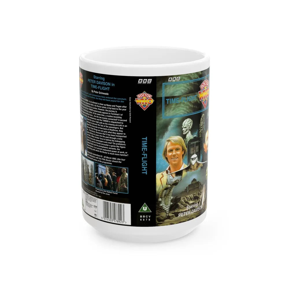 DOCTOR WHO TIME FLIGHT (VHS COVER) - White Coffee Mug-15oz-Go Mug Yourself