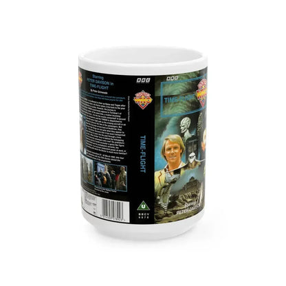 DOCTOR WHO TIME FLIGHT (VHS COVER) - White Coffee Mug 15oz - Go Mug Yourself