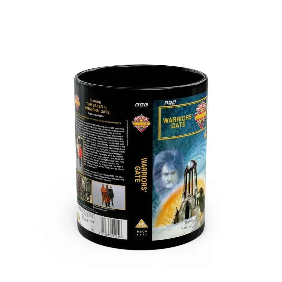 DOCTOR WHO WARRIORS GATE (VHS COVER) - Black Coffee Mug 11oz - Go Mug Yourself