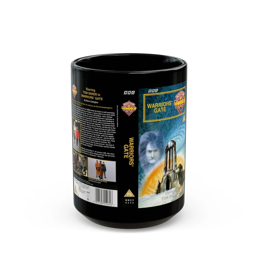 DOCTOR WHO WARRIORS GATE (VHS COVER) - Black Coffee Mug-15oz-Go Mug Yourself