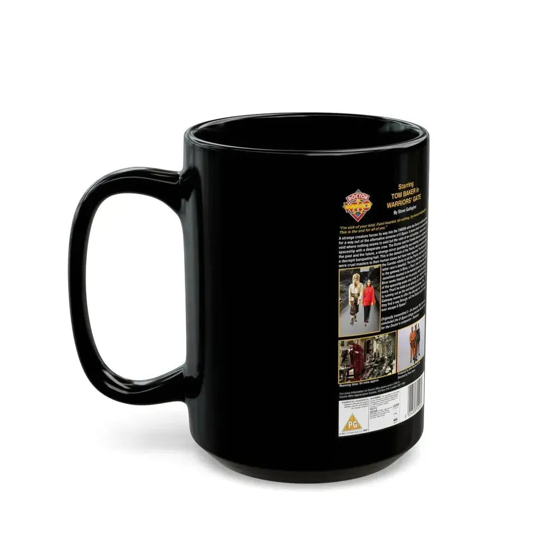 DOCTOR WHO WARRIORS GATE (VHS COVER) - Black Coffee Mug - Go Mug Yourself