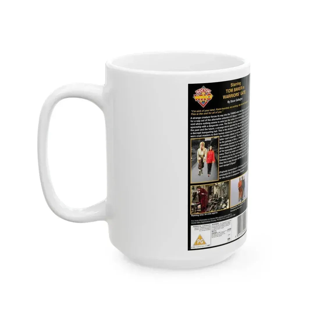 DOCTOR WHO WARRIORS GATE (VHS COVER) - White Coffee Mug - Go Mug Yourself