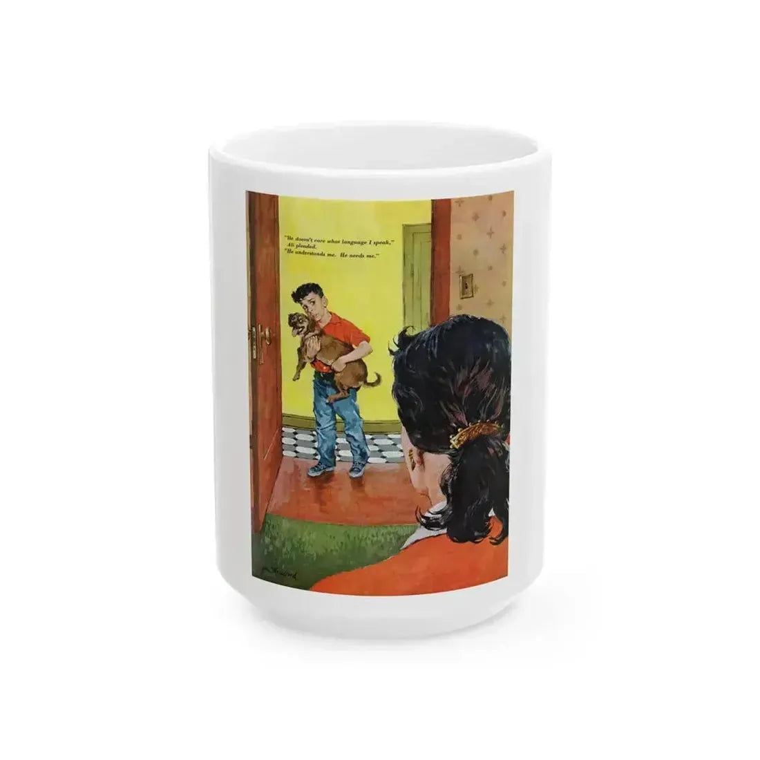 Dog in the House, Redbook, May 1958 - White Coffee Mug 15oz - Go Mug Yourself