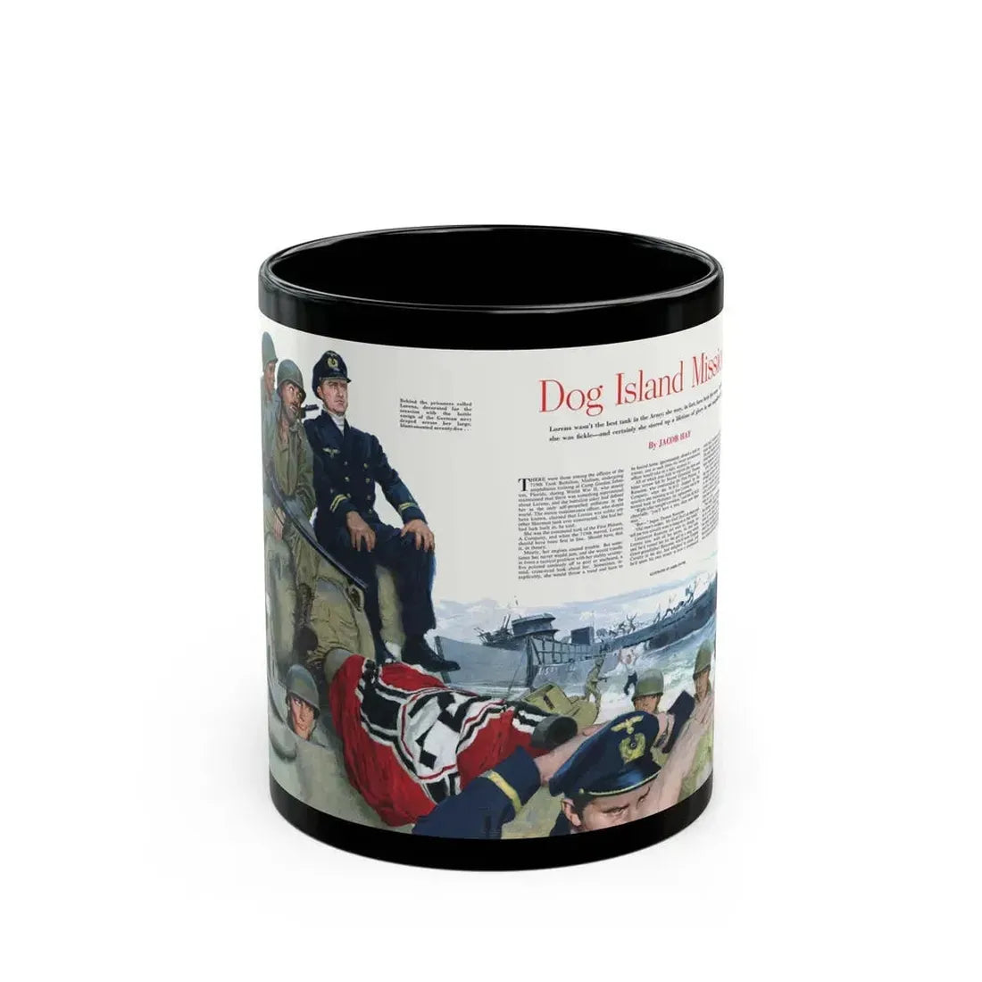 Dog Island Mission, Collier's, November 8, 1952 - Black Coffee Mug 11oz - Go Mug Yourself