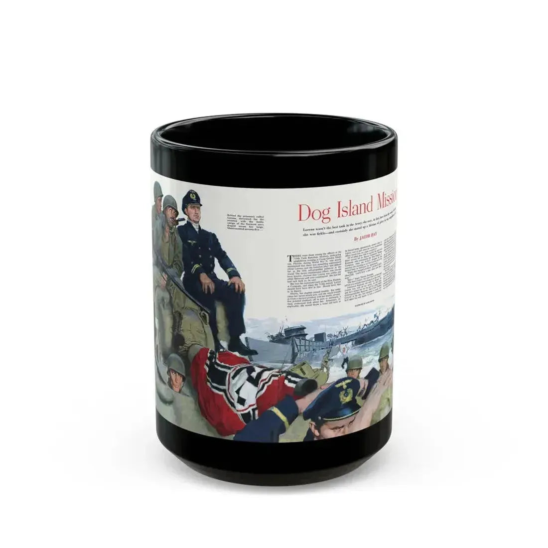 Dog Island Mission, Collier's, November 8, 1952 - Black Coffee Mug 15oz - Go Mug Yourself