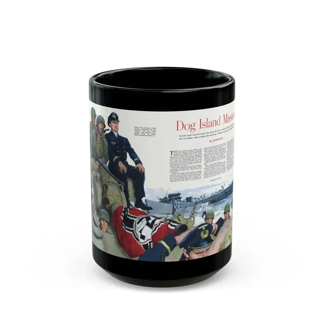 Dog Island Mission, Collier's, November 8, 1952 - Black Coffee Mug 15oz - Go Mug Yourself