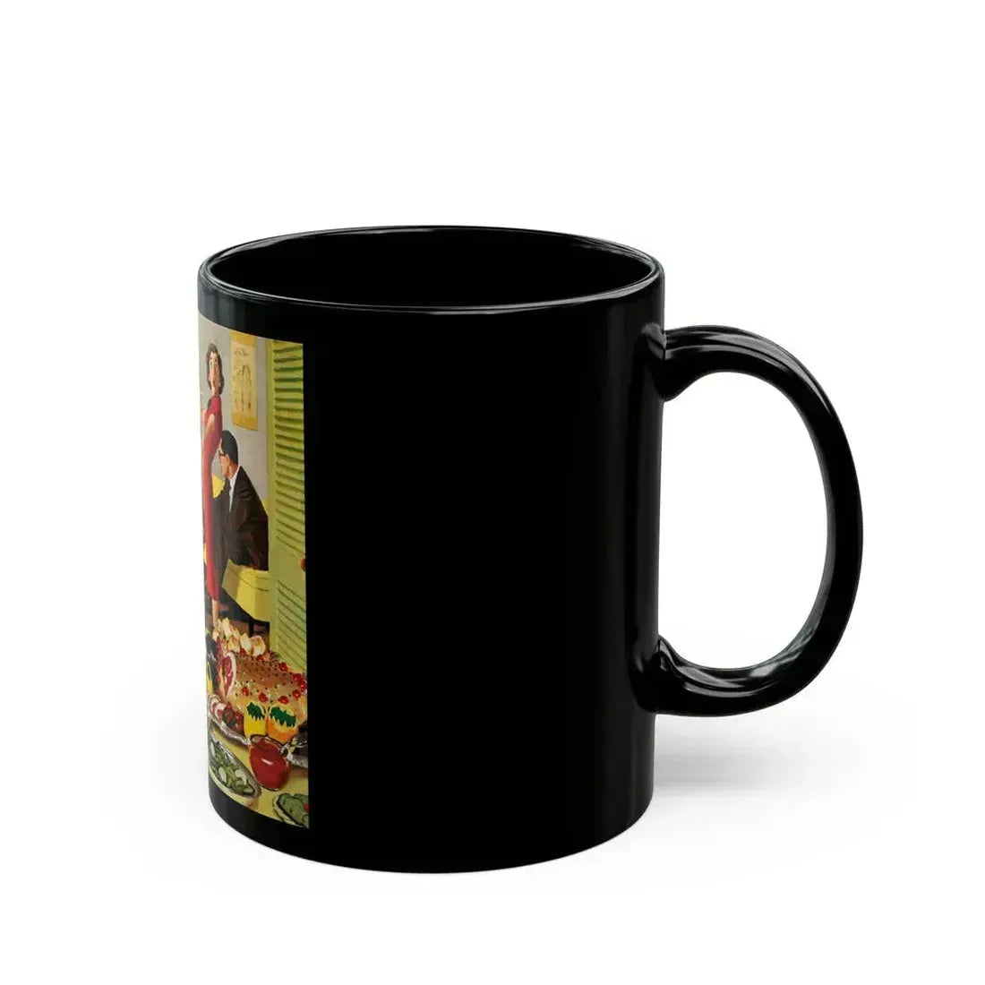 Doggy Buffet, Saturday Evening Post, January 5, 1957 - Black Coffee Mug - Go Mug Yourself