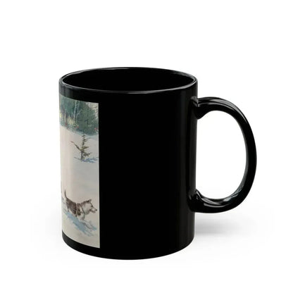 Dogsled Fun, calendar illustration - Black Coffee Mug - Go Mug Yourself