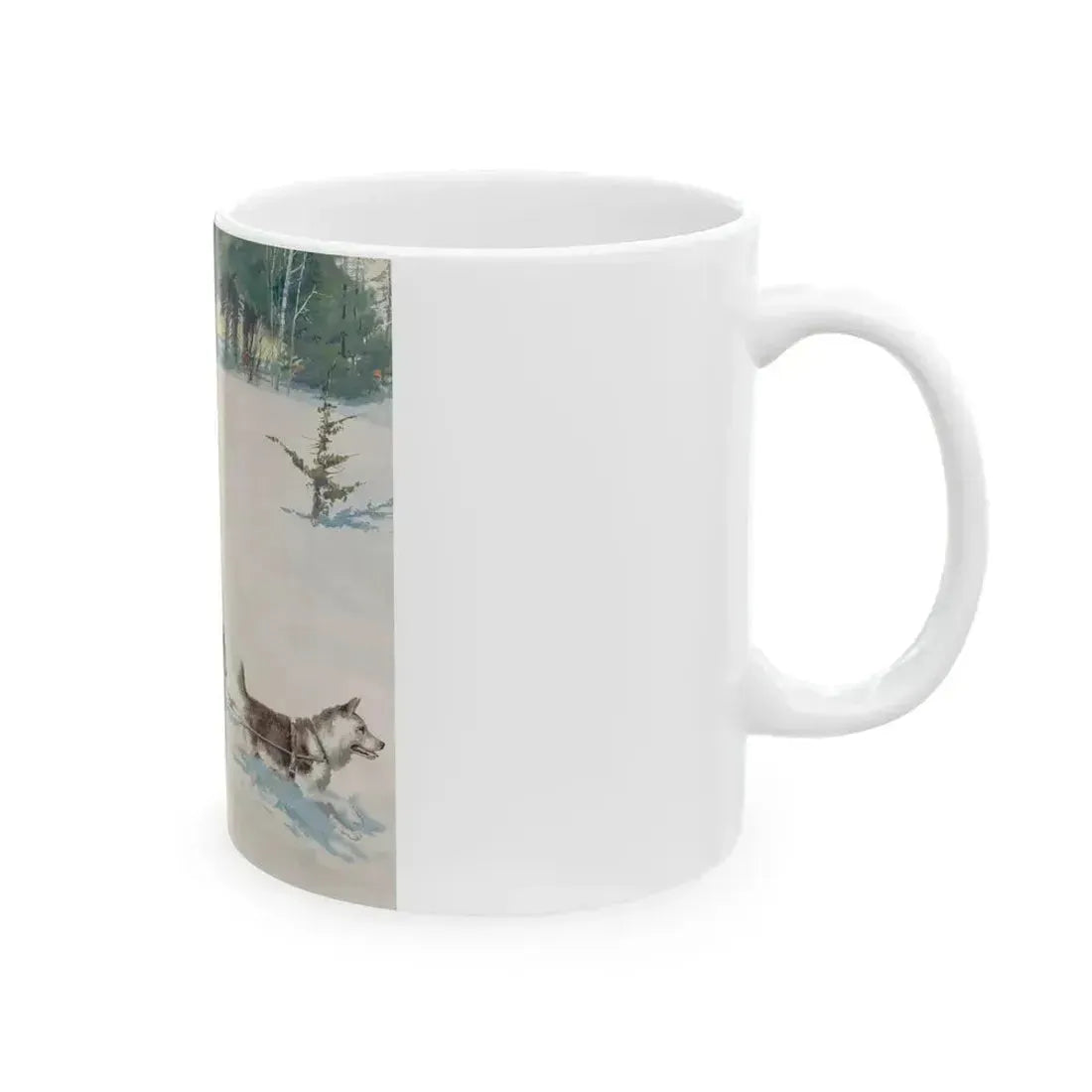 Dogsled Fun, calendar illustration - White Coffee Mug - Go Mug Yourself