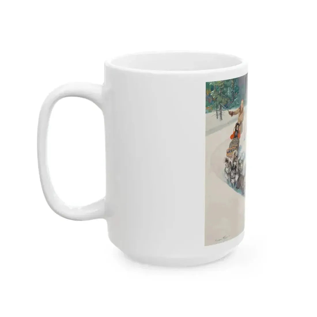 Dogsled Fun, calendar illustration - White Coffee Mug - Go Mug Yourself