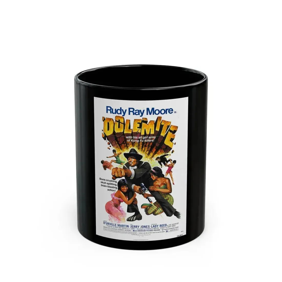 DOLEMITE 1975 Movie Poster - Black Coffee Mug 11oz - Go Mug Yourself