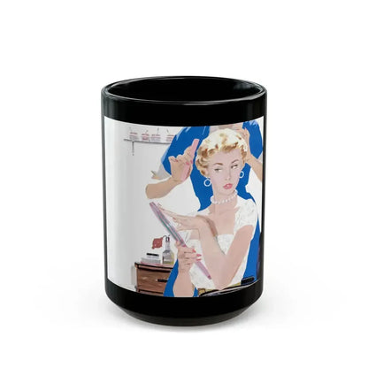Dolled Up, woman's magazine story illustration, 1954 - Black Coffee Mug 15oz - Go Mug Yourself