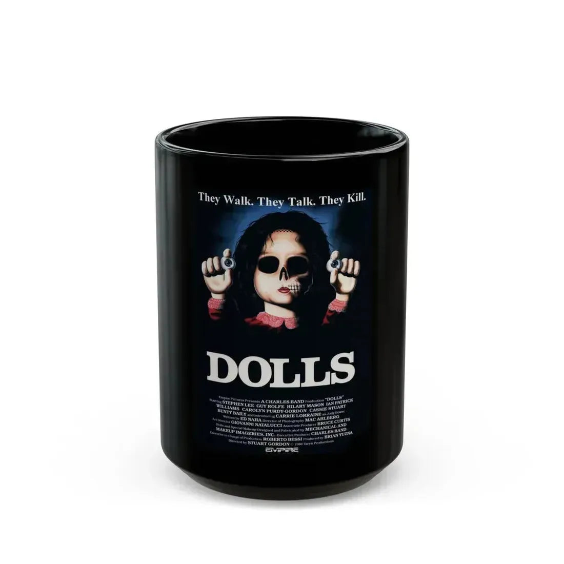 DOLLS 1986 Movie Poster - Black Coffee Mug 15oz - Go Mug Yourself