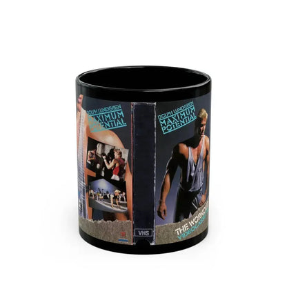 DOLPH LUNDGREN MAXIMUM POTENTIAL (VHS COVER) - Black Coffee Mug 11oz - Go Mug Yourself