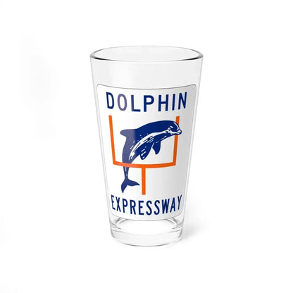 Dolphin Expressway Shield (Florida) (Road Sign) Pint Glass 16oz 16oz - Go Mug Yourself