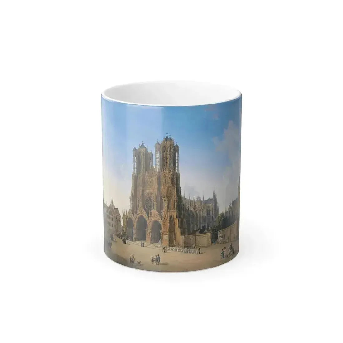 Domenico Quaglio (1787-1837) View of the Cathedral of Notre Dame in Rheims - Color Changing Mug 11oz 11oz - Go Mug Yourself