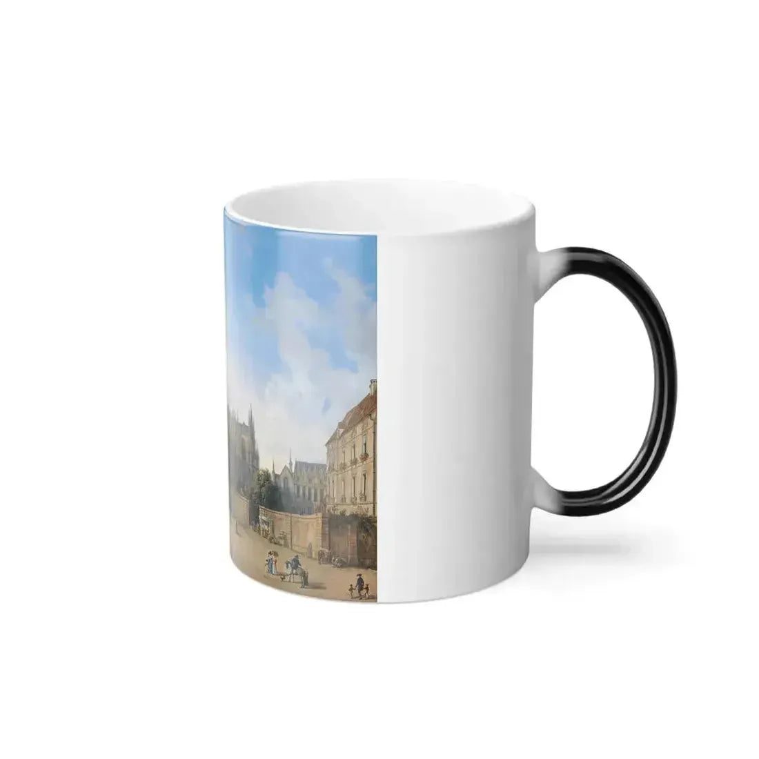 Domenico Quaglio (1787-1837) View of the Cathedral of Notre Dame in Rheims - Color Changing Mug 11oz - Go Mug Yourself