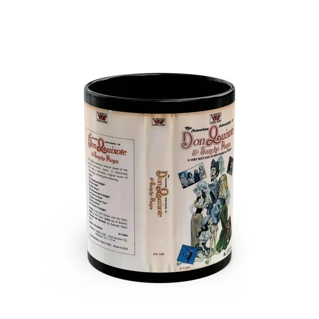 DON QUIXOTE AND SANCHO PANZA SEXPLOITATION (VHS COVER) - Black Coffee Mug 11oz - Go Mug Yourself