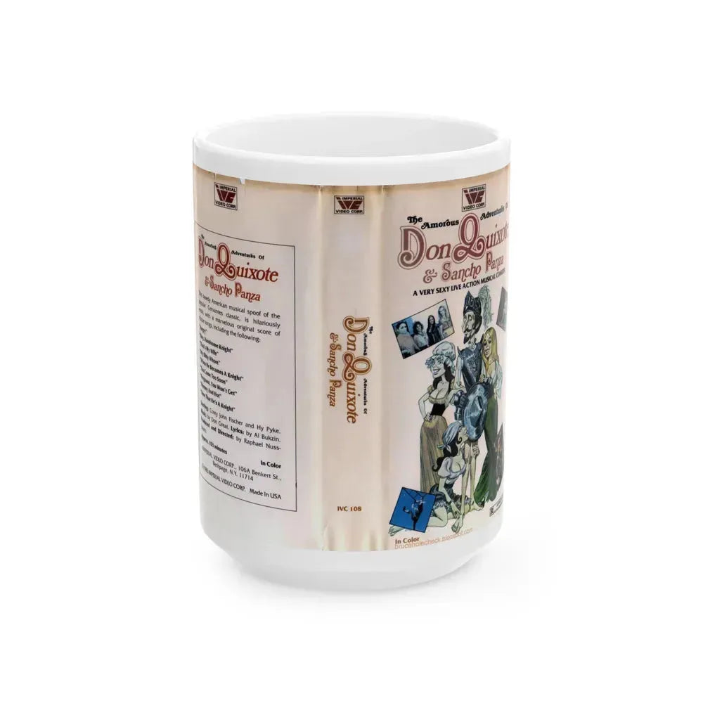 DON QUIXOTE AND SANCHO PANZA SEXPLOITATION (VHS COVER) - White Coffee Mug 15oz - Go Mug Yourself