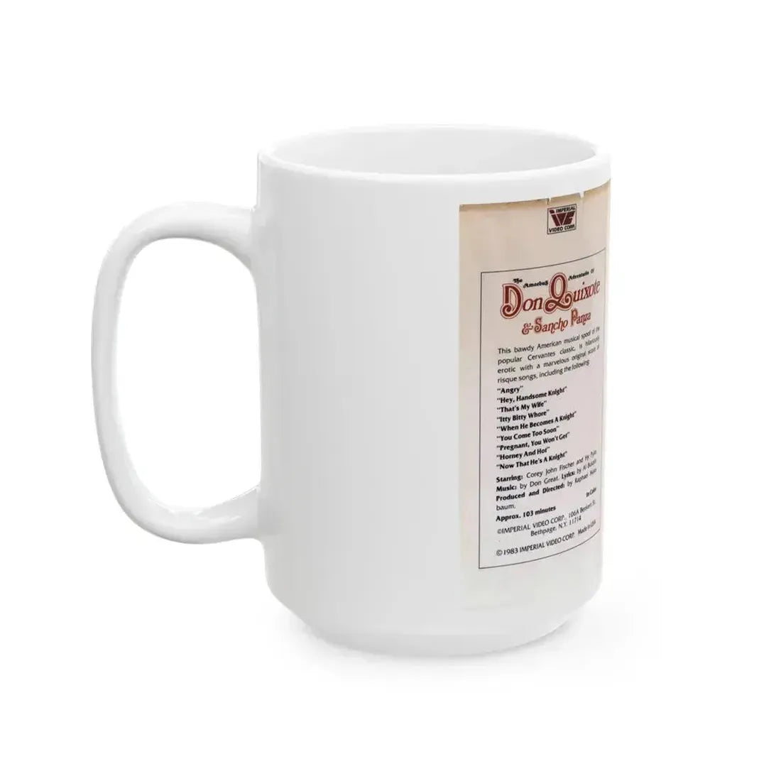 DON QUIXOTE AND SANCHO PANZA SEXPLOITATION (VHS COVER) - White Coffee Mug - Go Mug Yourself