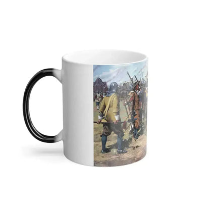 Don Troiani (1949-) First Muster, Spring 1637, Massachusetts Bay Colony The birth of the United States -0 - Color Changing Mug 11oz - Go Mug Yourself