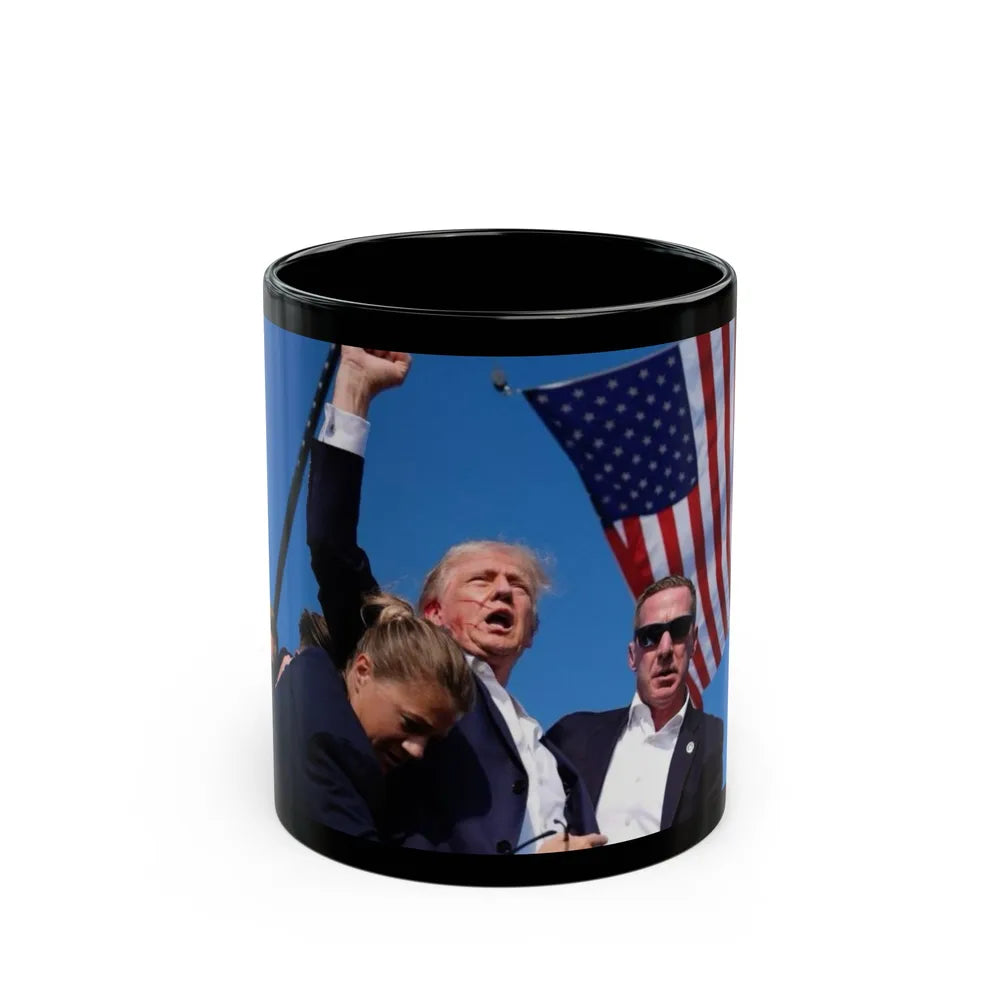 Donald Trump Shot Assasanation Attempt Bloody Ear USA - Black Coffee Mug-11oz-Go Mug Yourself