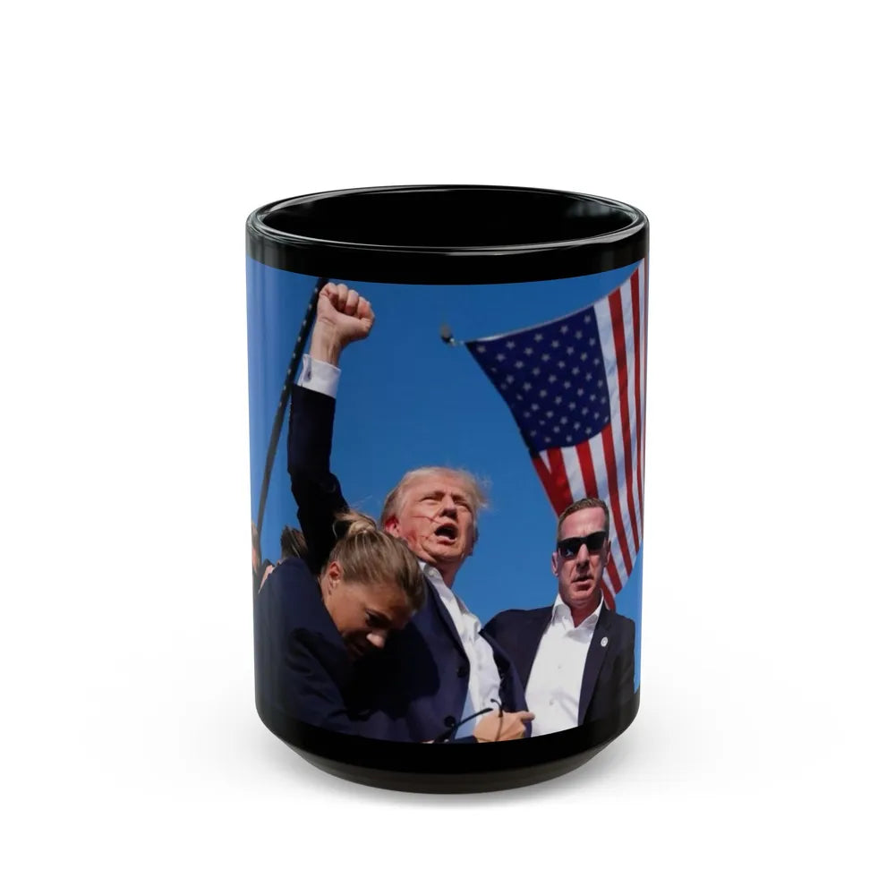 Donald Trump Shot Assasanation Attempt Bloody Ear USA - Black Coffee Mug-15oz-Go Mug Yourself