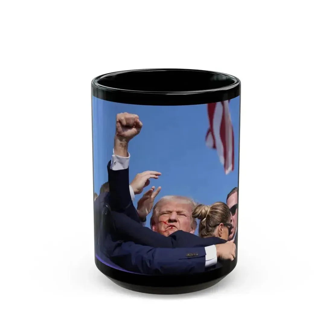 Donald Trump Shot Assasanation Attempt Bloody Ear USA v2 - Black Coffee Mug 15oz - Go Mug Yourself
