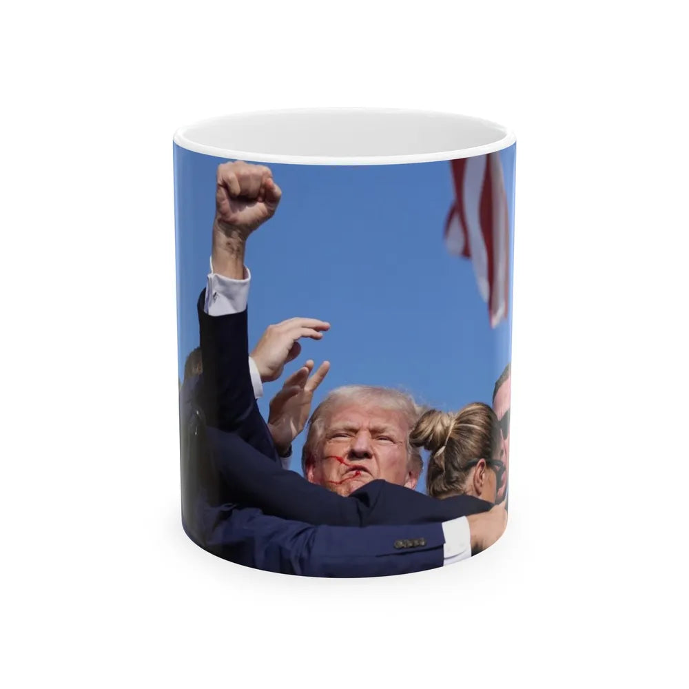 Donald Trump Shot Assasanation Attempt Bloody Ear USA v2 - White Coffee Mug-11oz-Go Mug Yourself