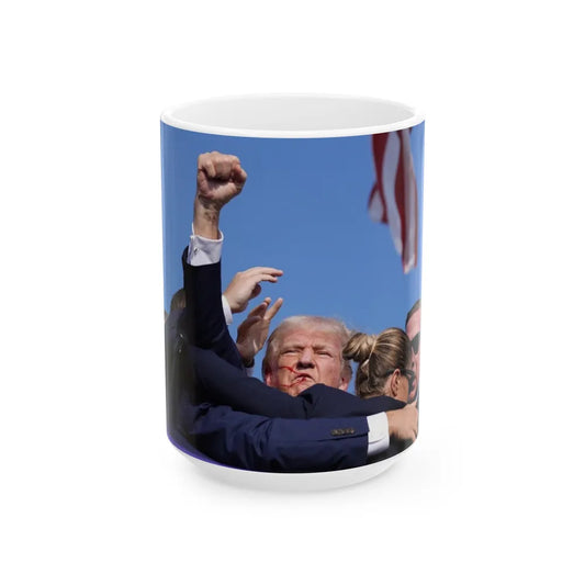 Donald Trump Shot Assasanation Attempt Bloody Ear USA v2 - White Coffee Mug-15oz-Go Mug Yourself