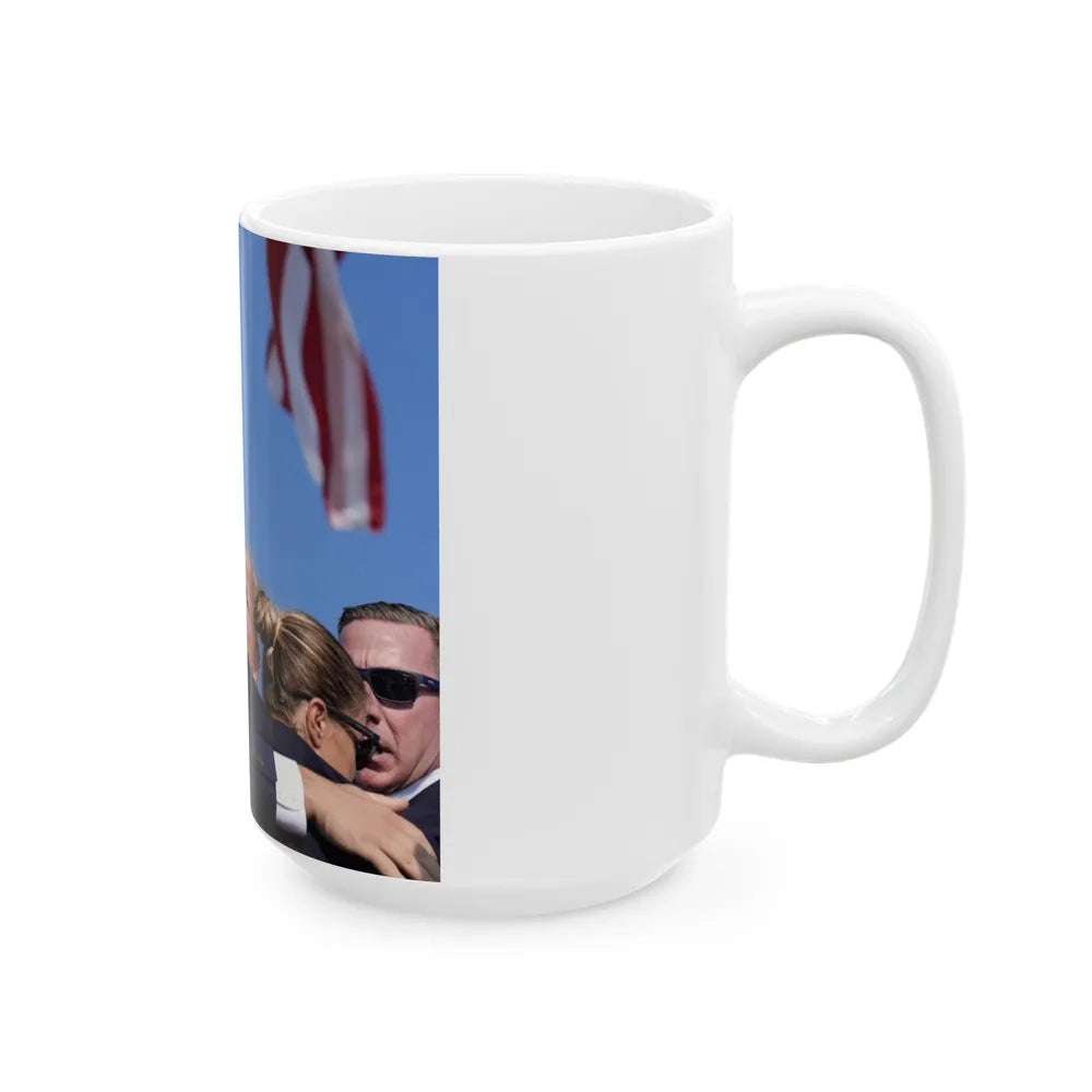 Donald Trump Shot Assasanation Attempt Bloody Ear USA v2 - White Coffee Mug-Go Mug Yourself