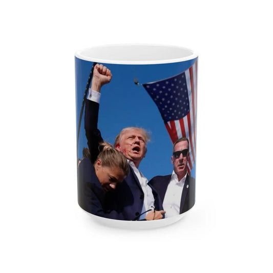 Donald Trump Shot Assasanation Attempt Bloody Ear USA - White Coffee Mug-15oz-Go Mug Yourself