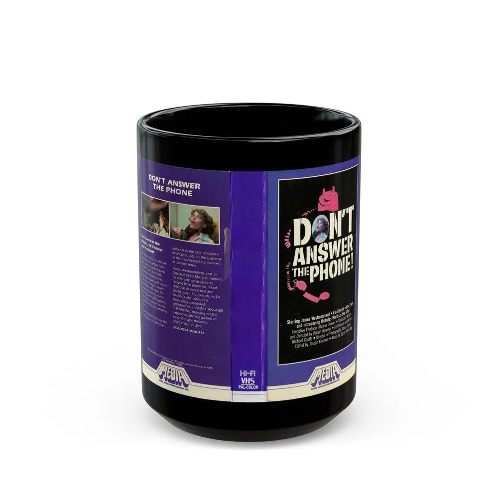 DONT ANSWER THE PHONE (VHS COVER) - Black Coffee Mug-15oz-Go Mug Yourself