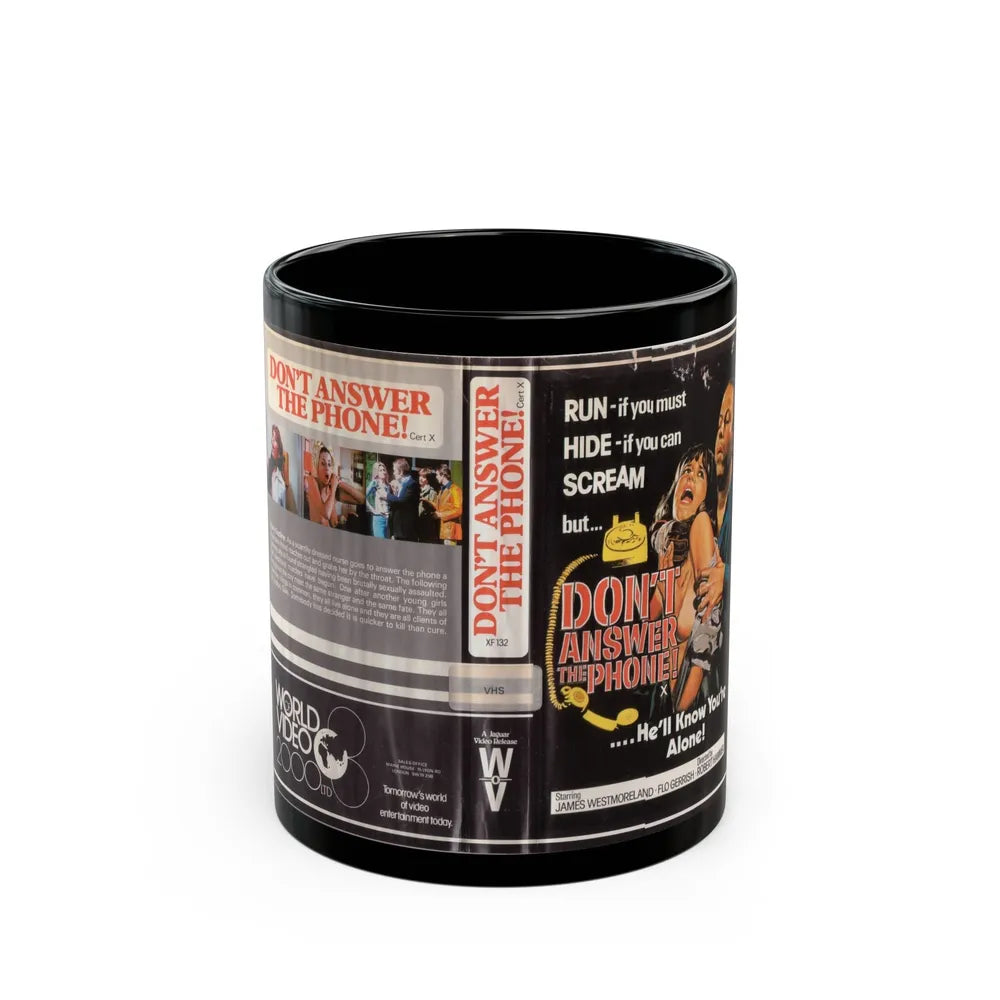 DONT ANSWER THE PHONE WORLD VIDEO 2000 LTD (VHS COVER) - Black Coffee Mug-11oz-Go Mug Yourself