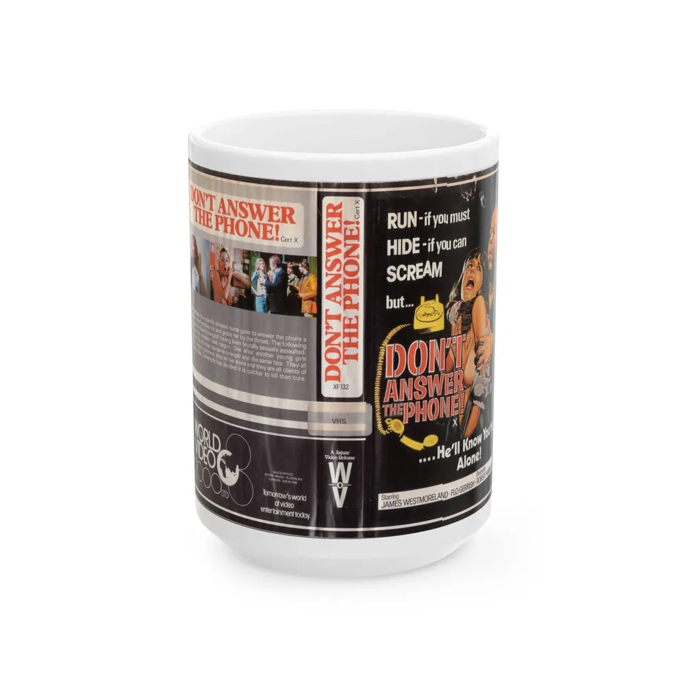 DONT ANSWER THE PHONE WORLD VIDEO 2000 LTD (VHS COVER) - White Coffee Mug-15oz-Go Mug Yourself