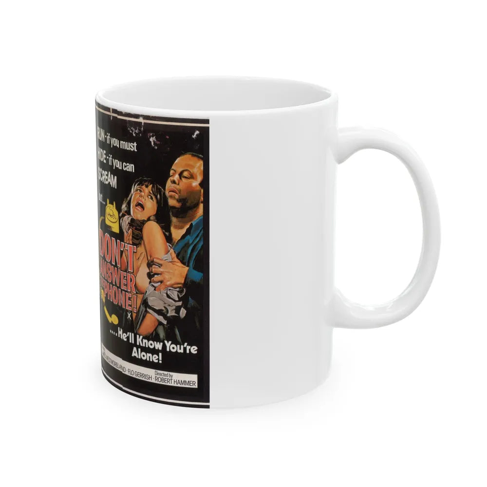 DONT ANSWER THE PHONE WORLD VIDEO 2000 LTD (VHS COVER) - White Coffee Mug-Go Mug Yourself