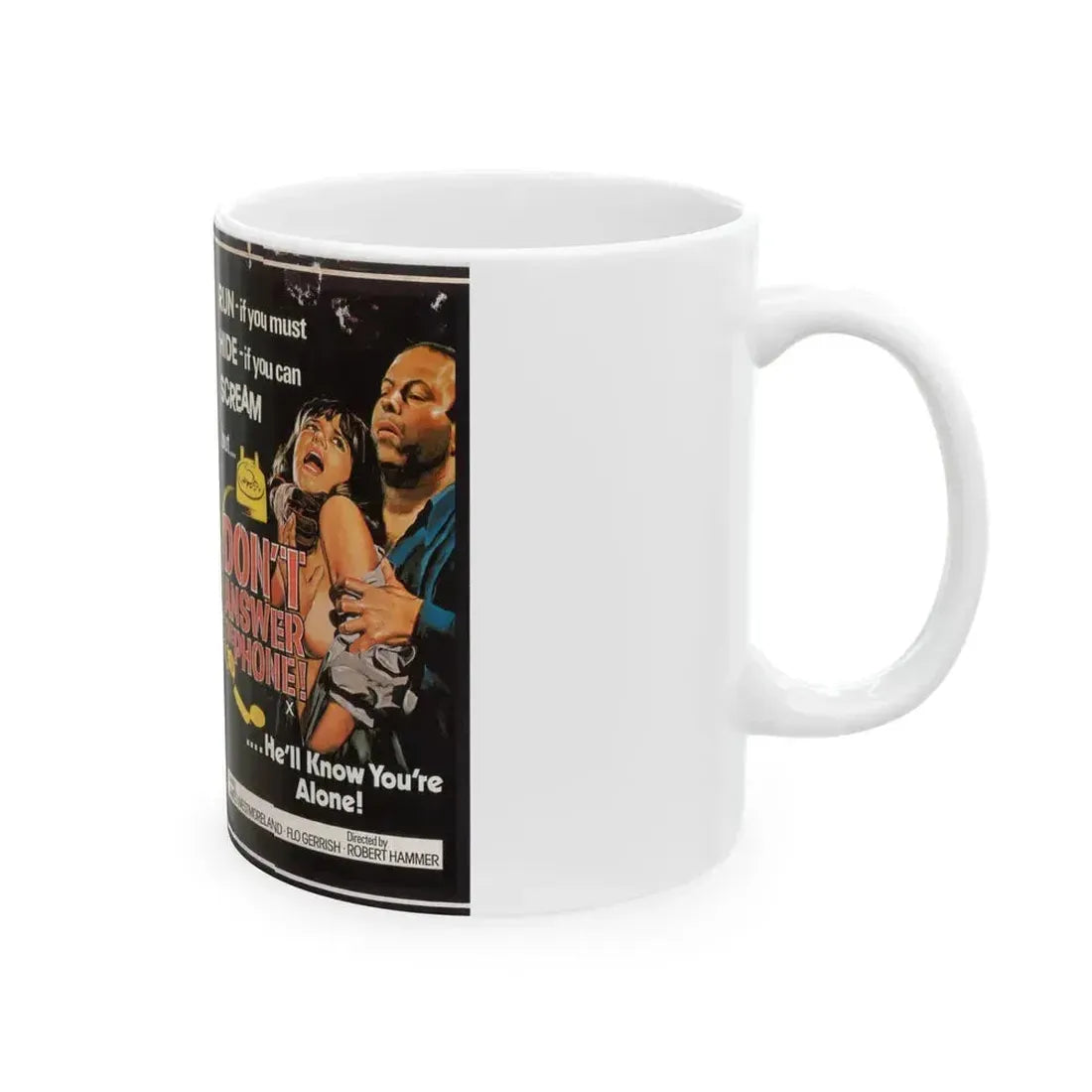 DONT ANSWER THE PHONE WORLD VIDEO 2000 LTD (VHS COVER) - White Coffee Mug - Go Mug Yourself